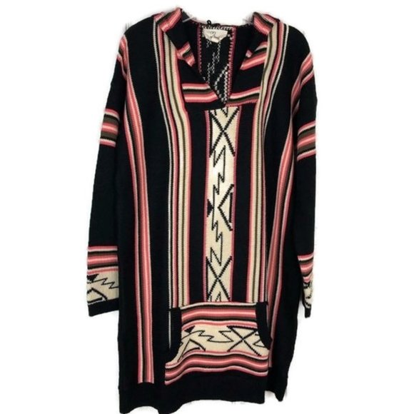 Love Sweaters - 2 Love Aztec Hooded Cotton Blend Sweater With Pockets Size M/L